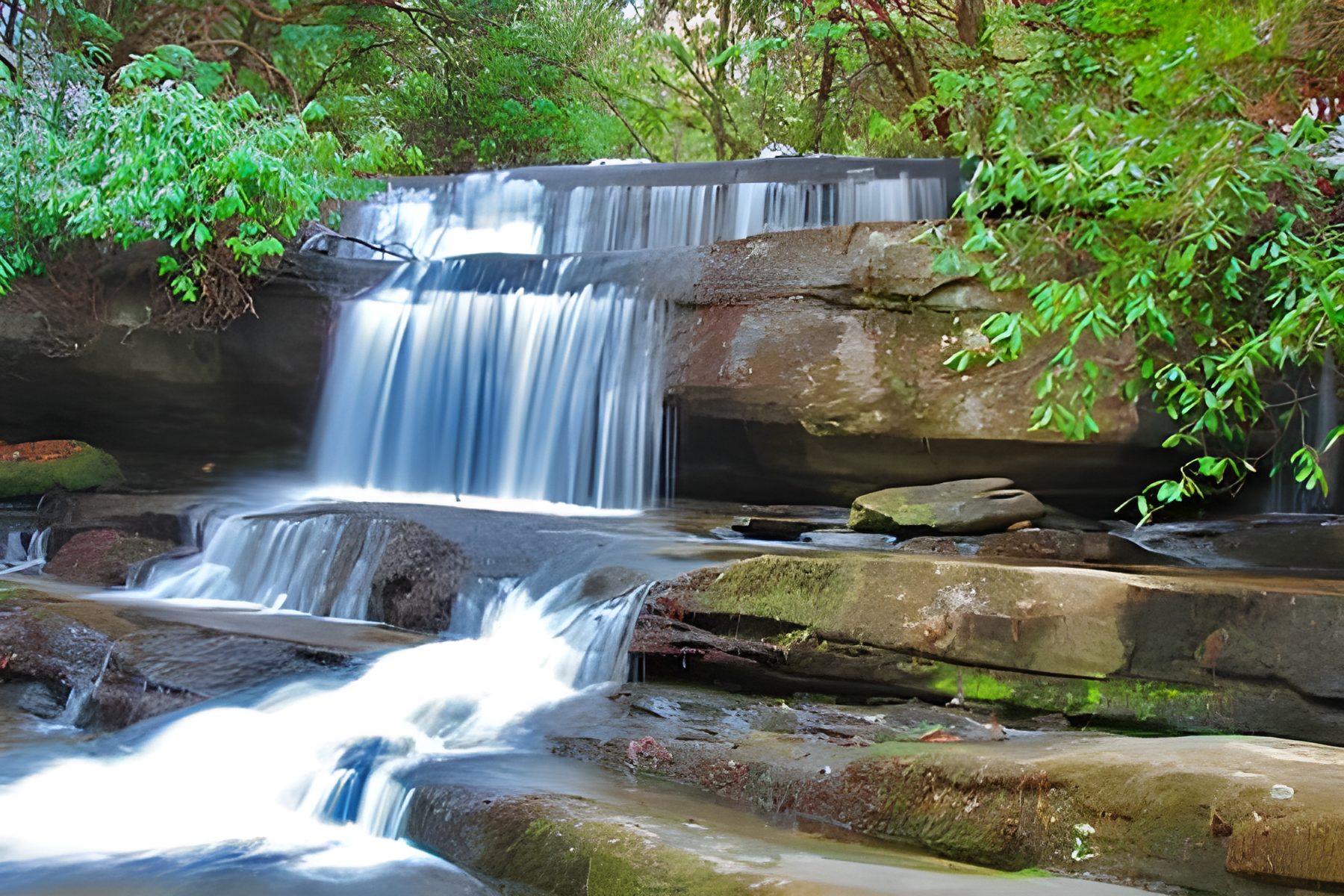 A waterfall near the cabin